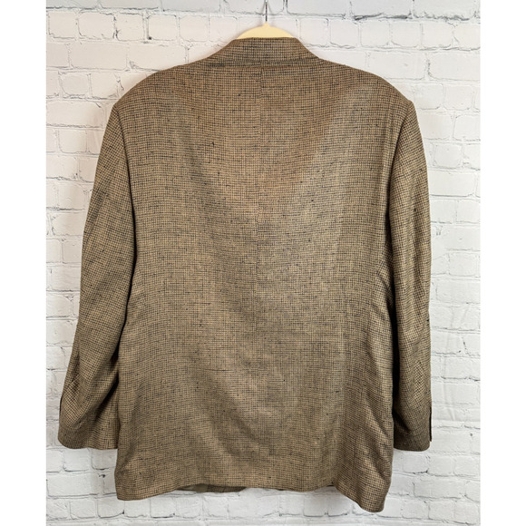 NINO CERRUTI beige black check houndstooth 100% silk mens jacket blazer 42R - Picture 6 of 11